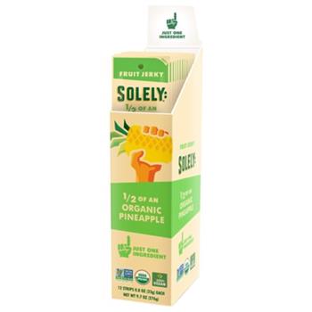 Solely Organic Fruit Jerky, Pineapple, 0.8 oz, 12/Box, 6 Boxes/Case