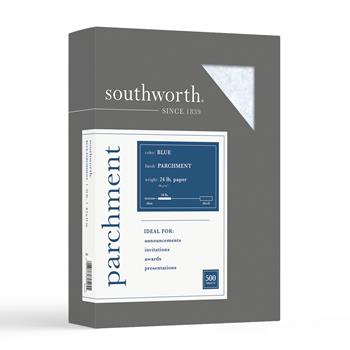 Southworth&#174; Parchment Paper, 8.5&quot; x 11&quot;, 24 lb, Blue, Parchment Finish, 500 Sheets/BX