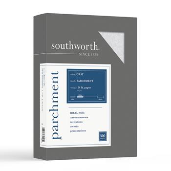 Southworth&#174; Parchment Paper, 8.5&quot; x 11&quot;, 24 lb, Gray, Parchment Finish, 500 Sheets/BX