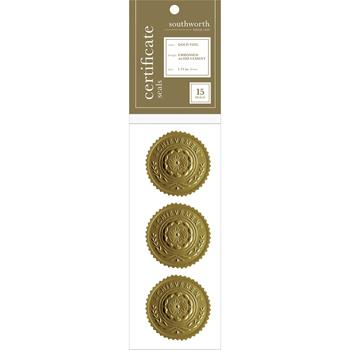 Southworth Certificate Seals, &quot;Achievement&quot;, 1 3/4&quot; dia., Gold, 15/Pack