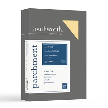 Southworth&#174; Parchment Paper, 8.5&quot; x 11&quot;, 24 lb, Gold, Parchment Finish, 500 Sheets/BX