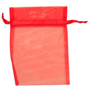 JAM Paper Sheer Organza Bags, 5&quot; x 6 1/2&quot;, Red, 12/PK