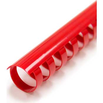 Spiral Binding Company Inc. Plastic Comb Binding, 19 Ring, 1/4&quot;, Red, 100/BX