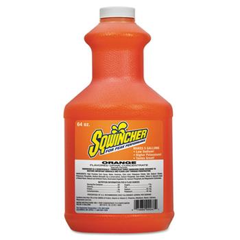 Sqwincher Liquid-Concentrate Activity Drink, Orange, 64oz Bottle, 6/Carton