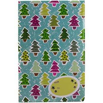 JAM Paper Holiday Bubble Padded Mailers, 10 1/2&quot; x 16&quot;, Colorful Christmas Trees, 6/PK