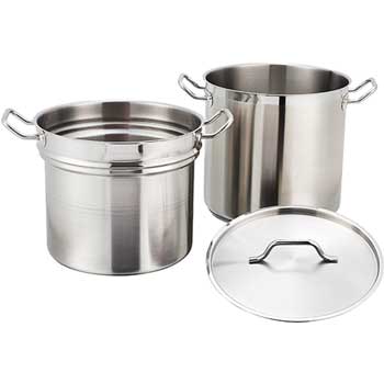 Winco 8 Quart Stainless Steel Double Boiler with Cover