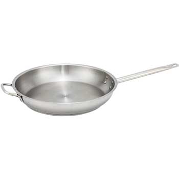 Winco 12&quot; Stainless Steel Fry Pan with Helper Handle