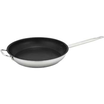 Winco Non-Stick Fry Pan With Helper Handle, 12&quot; Dia, Stainless Steel