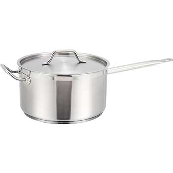Winco&#174; 7 1/2 Quart Stainless Steel Sauce Pan with Cover, Helper Handle