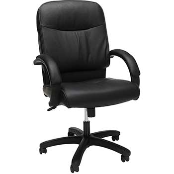 SuperSeats™ &quot;SHOWOFF&quot; Mid Back Executive Swivel Chair with Lumbar Support, Black Leather