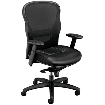 SuperSeats™  &quot;Celebrity&quot; High-Back Swivel/Tilt Chair, Black Mesh/Leather