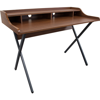SuperDesks™ Laminate Computer Table Desk with Shelf, Walnut