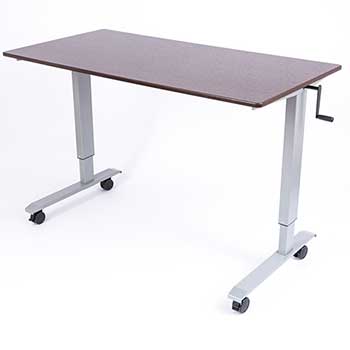 Luxor High Speed Crank Adjustable Stand-Up Desk, 60&quot;, Dark Walnut