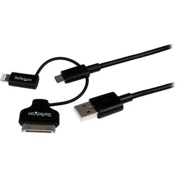 Startech.com Micro USB to USB Combo Lightning Cable, 3 ft, Black