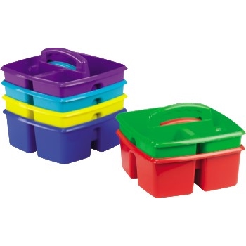 Storex Classroom Caddy, 3 Compartments, Assorted Colors, 6/PK, 6 PK/CT