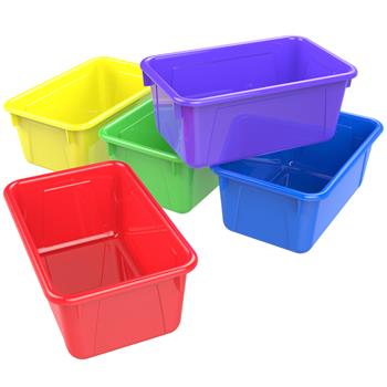 Storex Small Cubby Storage Bin, Classroom Assorted Colors, 5/Carton