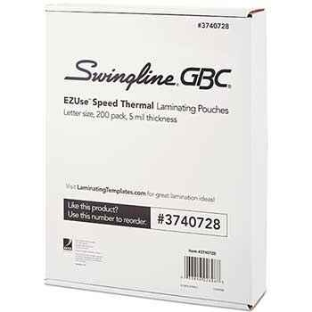 Swingline GBC EZUse Thermal Laminating Pouches, 5 mil, 11 1/2 x 9, 200/PK