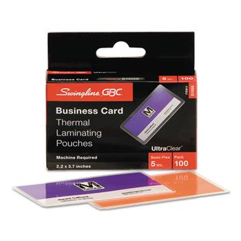 Swingline GBC Laminating Pouches, 5 mil, 2 3/16 x 3 11/16, Business Card Size, 100