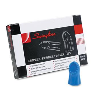 Swingline Gripeez Finger Tips, Size 11 1/2, Medium, Blue, 1/Dozen