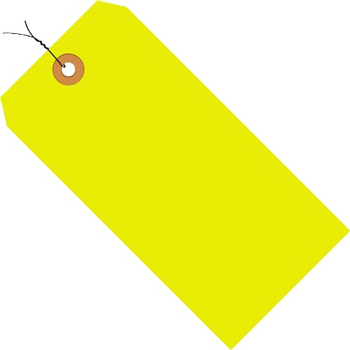 W.B. Mason Co. Shipping Tags, Pre-Wired, 13 Pt., 6 1/4&quot; x 3 1/8&quot;, Fluorescent Yellow, 1000/CS