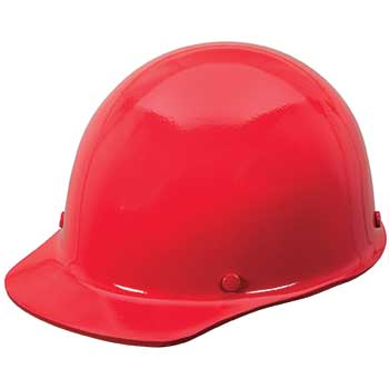 MSA Cap Hard Hat, Red, with 4-point Staz-On Suspension