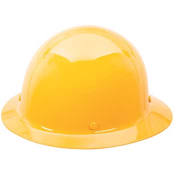 MSA Full Brim Hard Hat, Yellow, with 4-point Staz-On Suspension