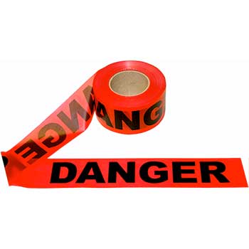 Cordova Safety Barricade Tape, DANGER, Red, 2.0 Mil