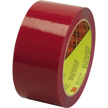 3M 373 Carton Sealing Tape, 2.5 Mil, 2&quot; x 55 yds., Red, 36/CS