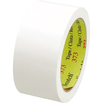 3M 373 Carton Sealing Tape, 2.5 Mil, 2&quot; x 55 yds., White, 36/CS