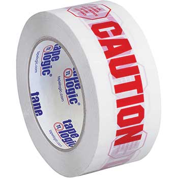 Tape Logic Pre-Printed Carton Sealing Tape, &quot;Caution - If Seal Is Broken...&quot;, 2.2 Mil, 2&quot; x 110 yds., Red/White, 18/CS