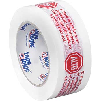 Tape Logic Pre-Printed Carton Sealing Tape, &quot;Stop / Alto&quot;, 2.2 Mil, 2&quot; x 110 yds., Red/White, 36/CS
