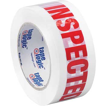 Tape Logic Pre-Printed Carton Sealing Tape, &quot;Inspected&quot;, 2.2 Mil, 2&quot; x 110 yds., Red/White, 18/CS