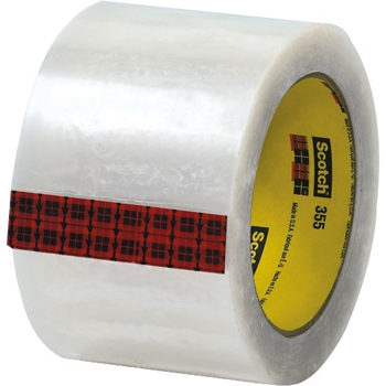 3M 355 Hot Melt Carton Sealing Tape, 3&quot; x 55 yds., 3.5 Mil, Clear, 24 Rolls/Case