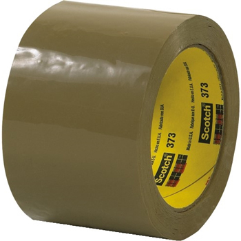 3M 373 Carton Sealing Tape, 2.5 Mil, 3&quot; x 110 yds., Tan, 24/CS