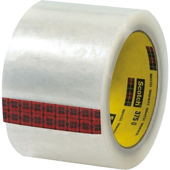 3M 375 Carton Sealing Tape, 3.1 Mil, 3&quot; x 55 yds., Clear, 24/CS