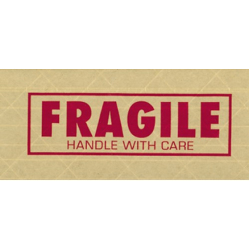 Tape Logic #7500 Pre-Printed Reinforced Water Activated Tape, &quot;Fragile&quot;, 3&quot; x 450&#39;, Kraft, 10 Rolls/Case