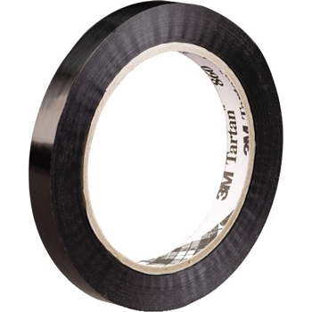 3M 860 Tensilized Poly Strapping Tape, 2.8 Mil, 1/2&quot; x 60 yds., Black, 144/CS