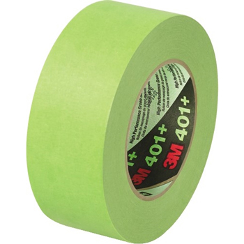 3M 401+/233+ Masking Tape, 2&quot; x 60 yds., 6.7 Mil, Green, 12 Rolls/Case