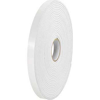 Tape Logic Removable Double Sided Foam Tape, 1/32&quot; Thick, 1/2&quot; x 72 yds., White, 2/CS