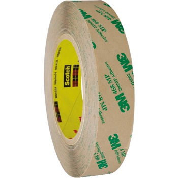 3M 468MP Adhesive Transfer Tape, Hand Rolls, 5.0 Mil, 1&quot; x 60 yds., Clear, 36/CS