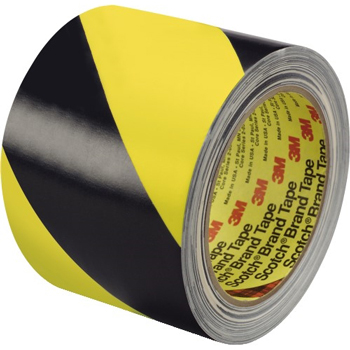 3M 5702 Striped Vinyl Tape, 5.4 Mil, 3&quot; x 36 yds., Black/Yellow, 12/CS
