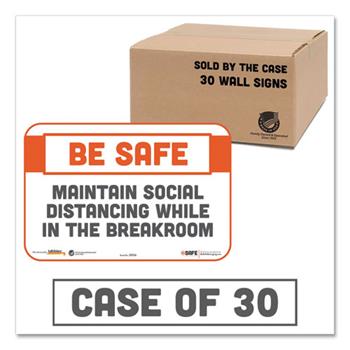 Tabbies BeSafe Messaging Repositionable Wall/Door Signs, 9 x 6,  Social Distancing, White, 30/Carton
