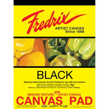 Fredrix Canvas Pad, 9&quot; x 12&quot;, Black, 10 Sheets/Pad