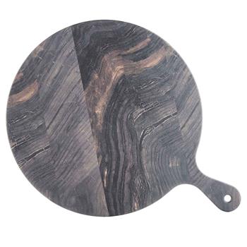 TableCraft Barnwood Collection Round Serving Paddle, 12.5 in x 16.375 in x 0.5 in, Melamine, Brown