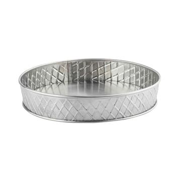 TableCraft Lattice Collection Round Serving Platter, 8.125 in x 8.125 in x 1.5 in, Stainless Steel