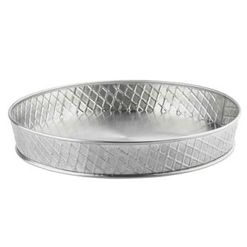 TableCraft Lattice Collection Round Serving Platter, 10.5 in x 10.5 in x 1.75 in, Stainless Steel