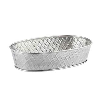 TableCraft Lattice Collection Oval Serving Platter, 9.5 in x 6.25 in x 2.125 in, Stainless Steel