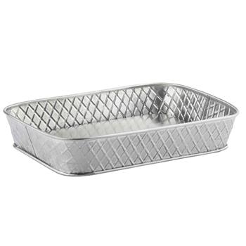 TableCraft Lattice Collection Serving Platter, 9.75 in x 7 in x 1.875 in, Stainless Steel