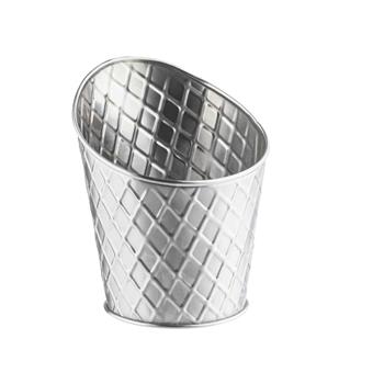 TableCraft Lattice Collection Round Slanted Fry Cup, 3.75 in x 3.75 in x 4.75 in, Stainless Steel