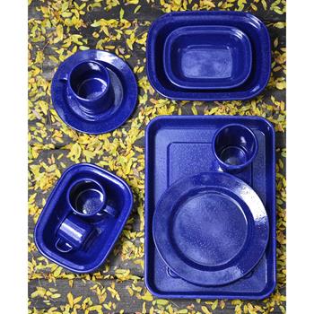 TableCraft Enamelware Collection Rectangular Serving Pan, 18 oz, 7.75 in x 5.75 in x 1.75 in, Enamel, Blue
